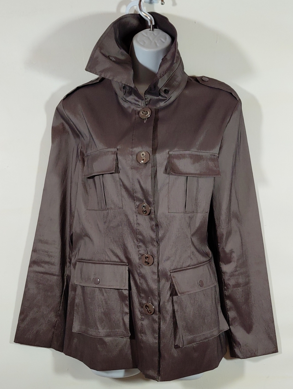 Samuel Dong Shiny Chocolate Brown Utility Jacket